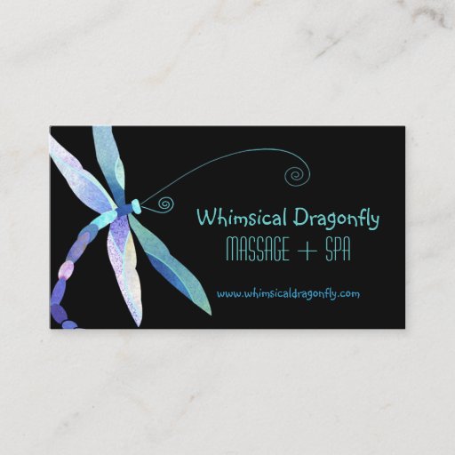 Customizable Voguish Dragonfly Massage + Spa Appointment Cards Business Card Template
