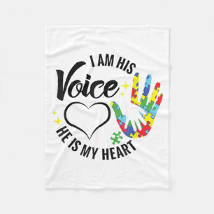 Voice Heart Autism Awareness Mom Son Fleece Blanket