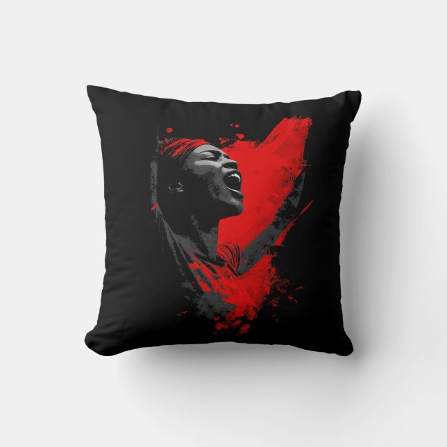 Voice in Red Throw Pillow (Front)