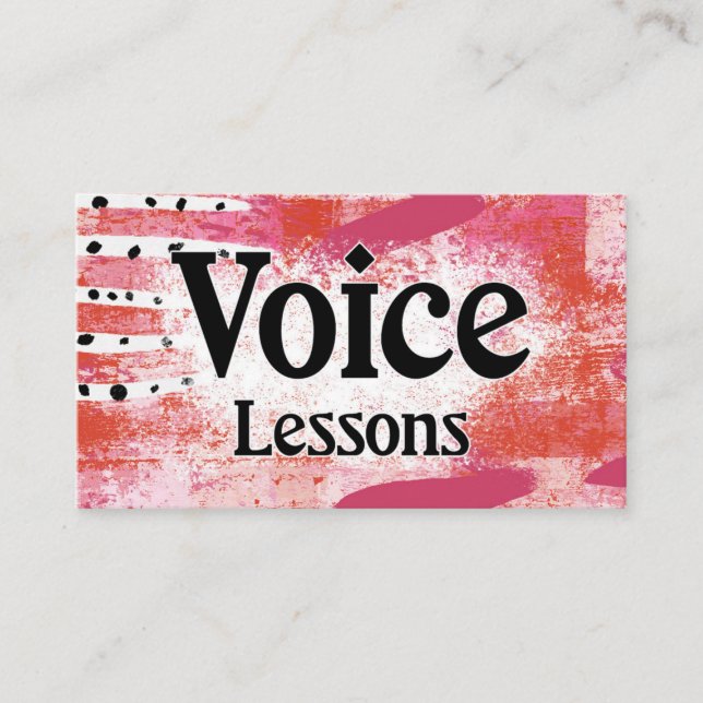 Voice Instruction Lessons Hot Pink Business Cards (Front)