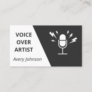 Voice Over Artist Black White & Gray Classic Basic Business Card