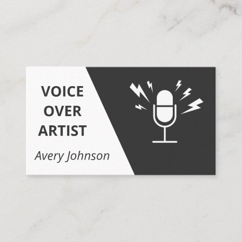 Voice Over Artist Black White  Gray Classic Basic Business Card