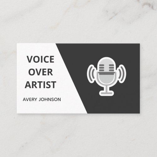 Voice Over Artist Black White  Gray Classic Clean Business Card