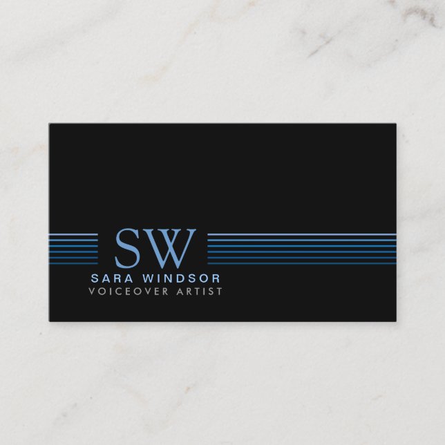 Voiceover Artist Entertainment SkiStriped Monogram Business Card (Front)