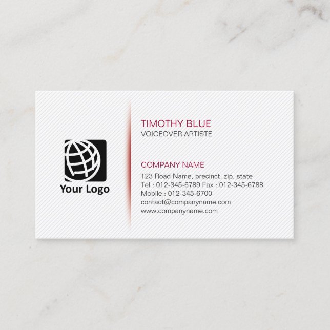 Voiceover Artiste Entertainment Skills SimpleLines Business Card (Front)