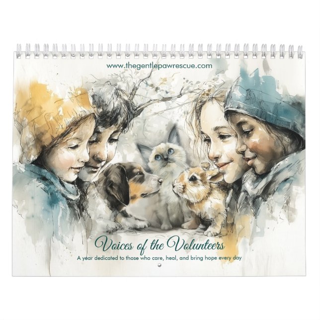 Voices of Animal Rescue Volunteers Watercolor Art Calendar (Cover)