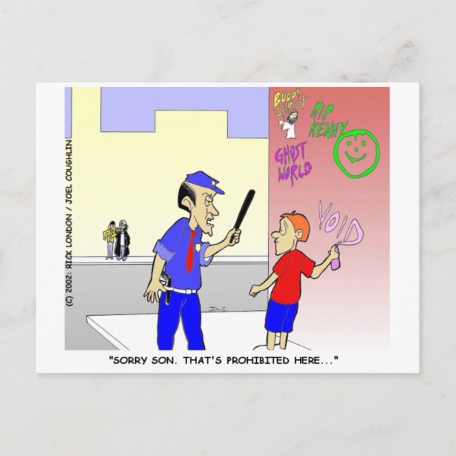 Void Graffiti Funny Police Cartoon Gifts & Tees Postcard (Front)
