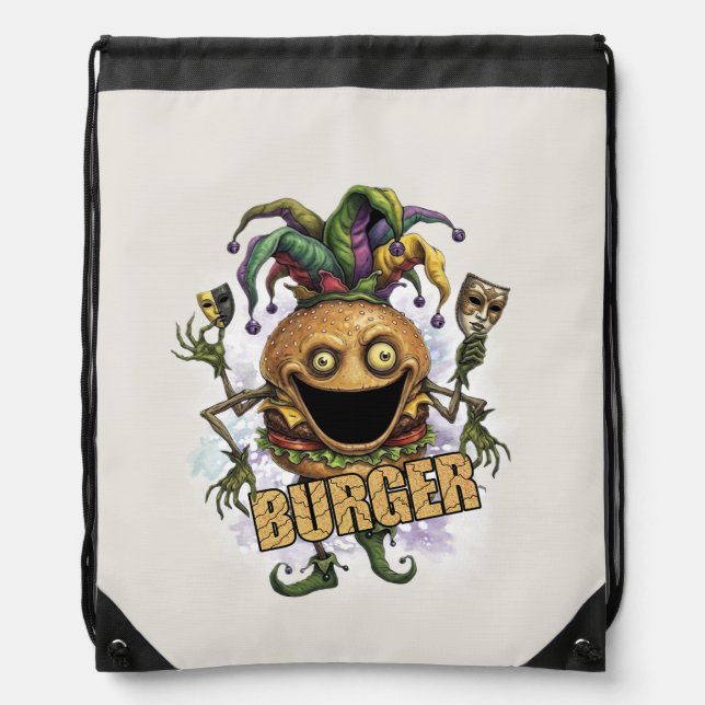 Void Jester Friend Burger Drawstring Bag (Front)