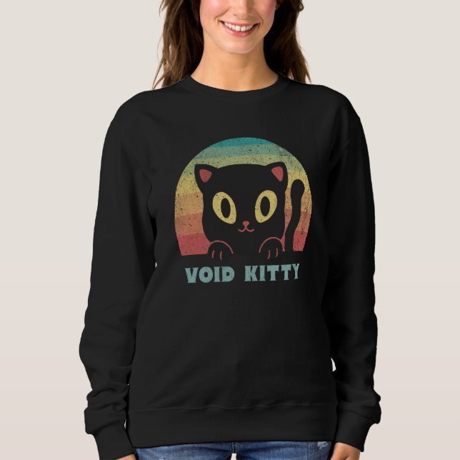 Void Kitty Black Cat Familiar Rainbow Sunset Retro Sweatshirt (Front)