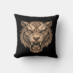 Void Tiger Abstract Power Symbol   Bold Strength  Throw Pillow