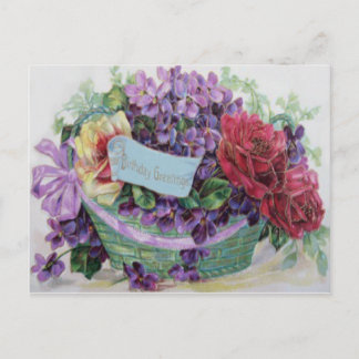 Voilet Rose Basket Floral Flowers Postcard