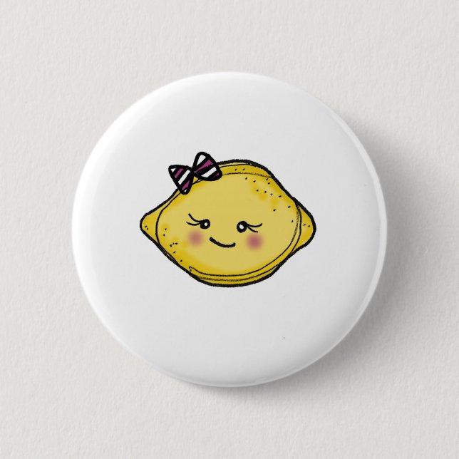 vol25 rosey cheeked lemon head pinback button (Front)