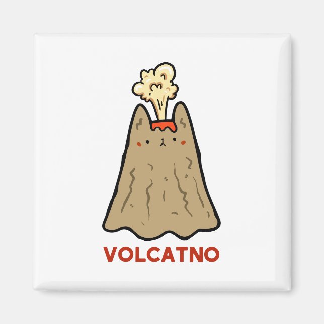 Vol-cat-no Cute Cat Pun Magnet (Front)