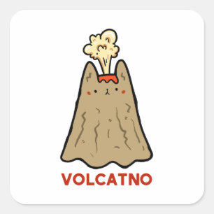 Vol-cat-no Cute Cat Pun Sticker