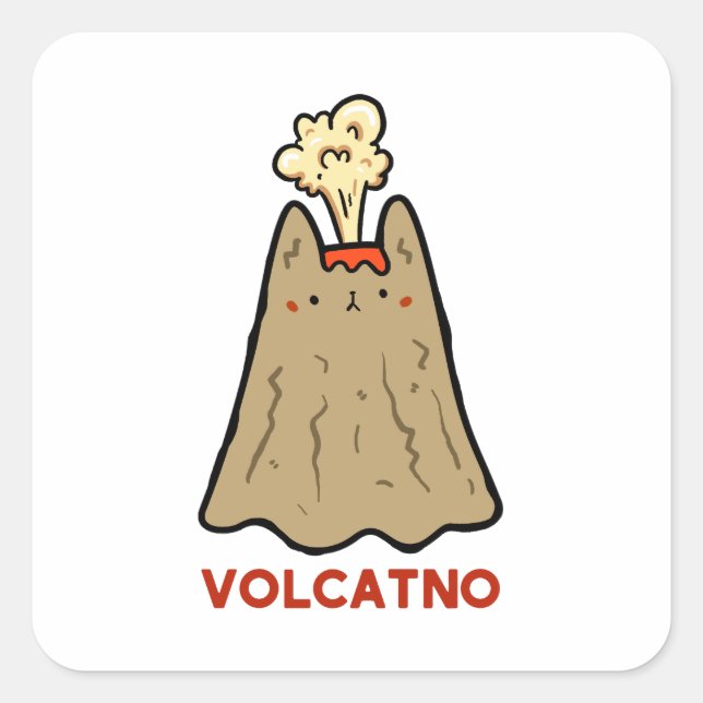 Vol-cat-no Cute Cat Pun Sticker (Front)