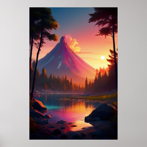 Volcanic Awakening A Charming Sunset Poster