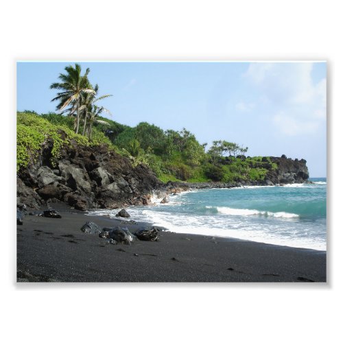 Volcanic black sand beach on Hawaii photo print