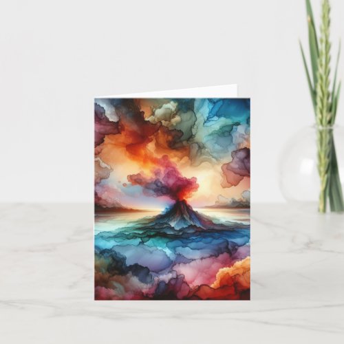 Volcanic Eruption Abstract Alcohol Ink Card