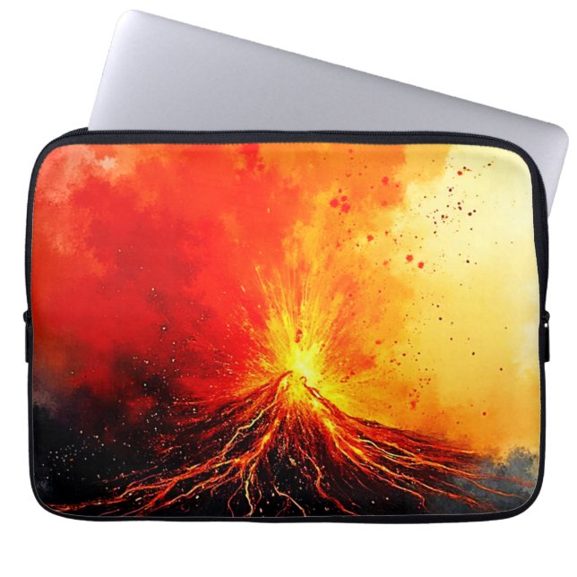 Volcanic Eruption Abstract Art Laptop Sleeve (Front)