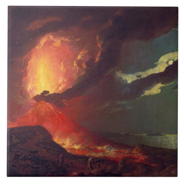 Volcanic Eruption of Mount Vesuvius (Live Volcano) Ceramic Tile (Front)