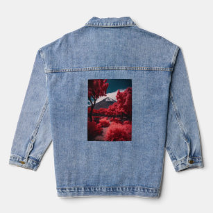 "Volcanic Garden Landscape Printed Women's  Denim Jacket