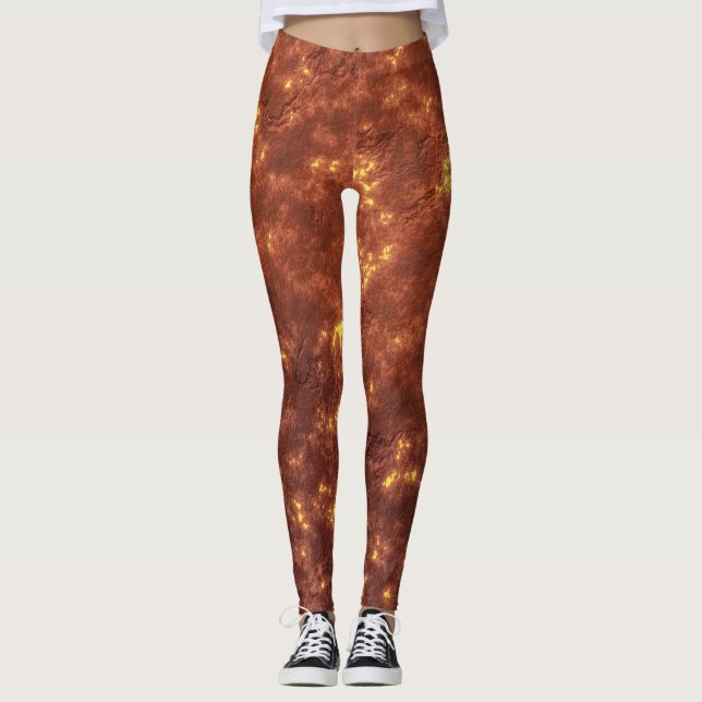 Volcanic hot lava planet surface leggings (Front)