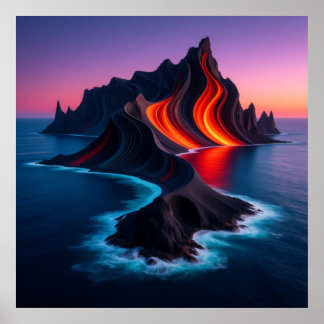 Volcanic Island in Twilight 🌋 Poster