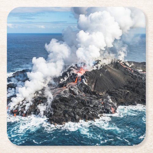 Volcanic Island Square Paper Coaster