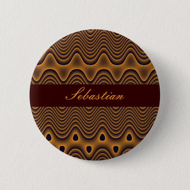 Volcanic Oceans Patterned Custom Name Button (Front)