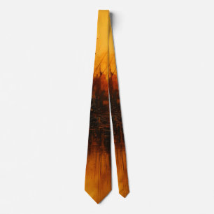 Volcanic Pulse - Red and Amber Abstract Eruption Neck Tie