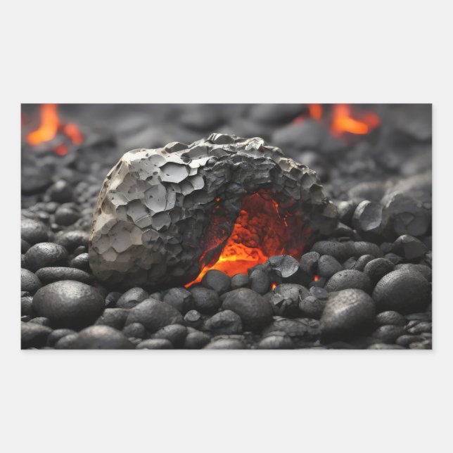 Volcanic rock rectangular sticker (Front)