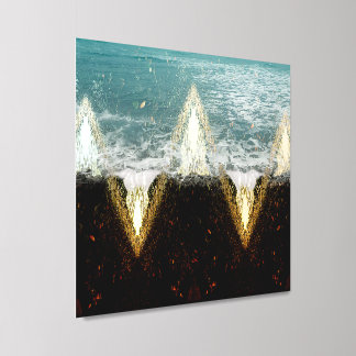 Volcanic Shore: Oceanic Waves & Basalt Rocks Abstr Peel And Stick Photo Tile