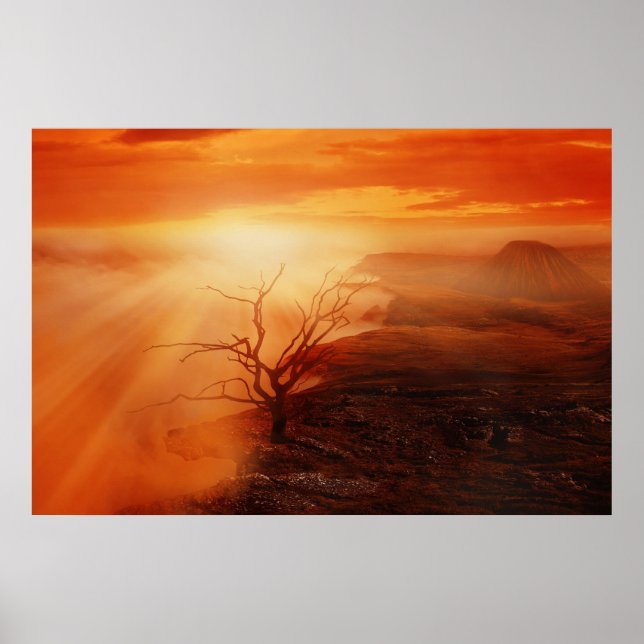 Volcanic Sunset Landscape Poster (Front)