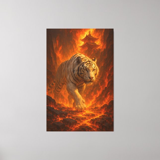  Volcanic White Tiger | Inferno King of the Fire R Canvas Print (Front)