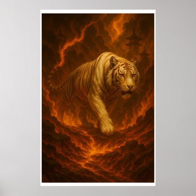 Volcanic White Tiger Premium Wall Art – Fine Art  (Front)
