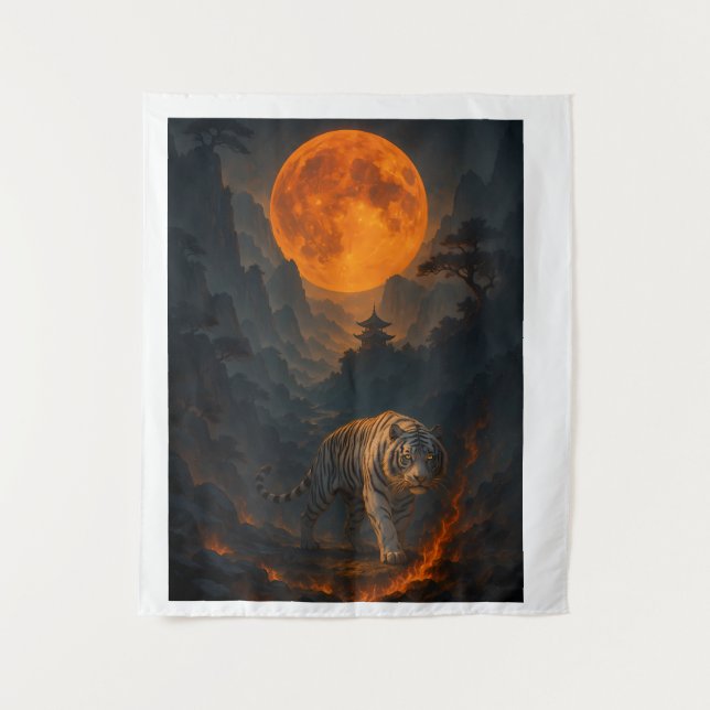 Volcanic White Tiger Premium Wall Art – Fine Art C Tapestry (Front)