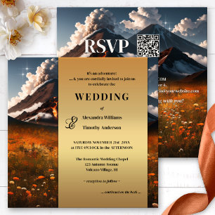 Volcano Adventure Gold Fall Wedding Invitation