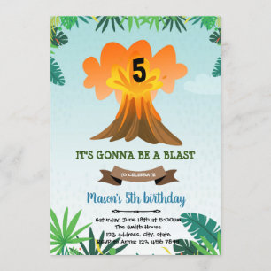 Volcano birthday theme invitation