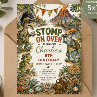 Volcano blast Dinosaur Birthday Invitation
