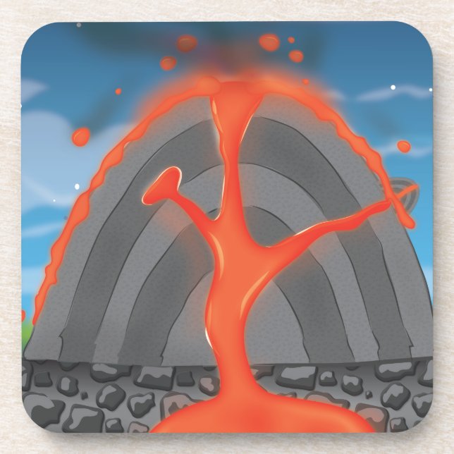 Volcano Diagram Beverage Coaster (Front)