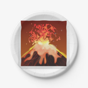 Volcano - Emoji Paper Plates