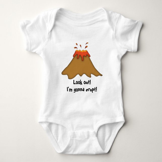 Volcano Erupting-Look Out! Baby Bodysuit (Front)