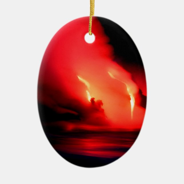 Volcano Fire And Ice Kona Hawaii Ceramic Ornament (Front)