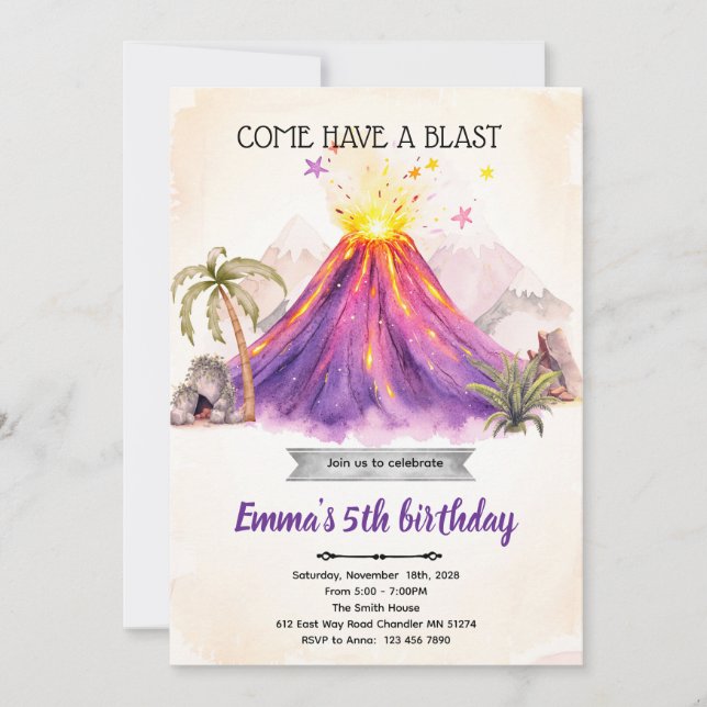 Volcano girl theme party Invitation (Front)
