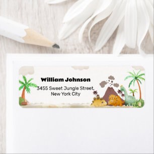 Volcano Hatching Dino Baby Shower Return Address Label