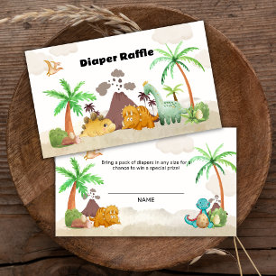 Volcano Hatching Dino Diaper Raffle Baby Shower Enclosure Card