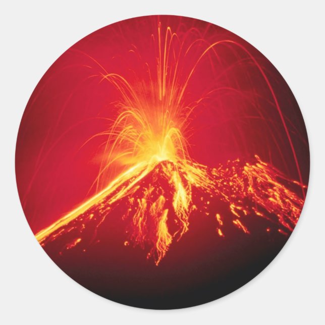 Volcano Hot Lava 1991 Costa Rica Classic Round Sticker (Front)