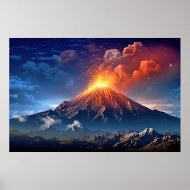Volcano Landscape Travel Discovery Voyage Poster (Front)