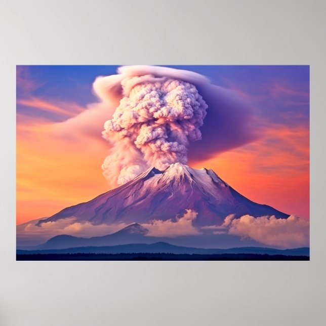 Volcano Landscape Travel Discovery Voyage Poster (Front)