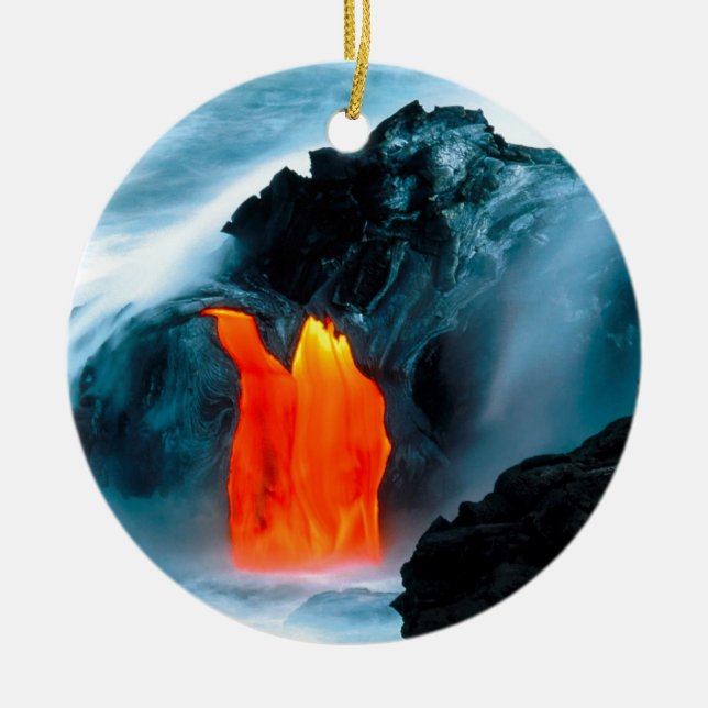 Volcano Lava Flow From Kilauea Hawaii Ceramic Ornament (Front)